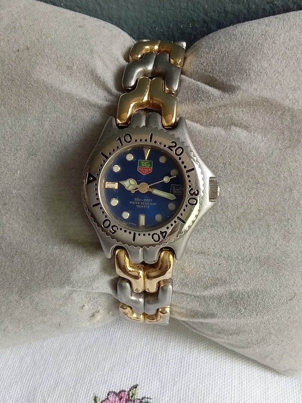 TAG Heuer Link Professional Blue Dial Two Tone Gold Silver Watch Swiss Watch